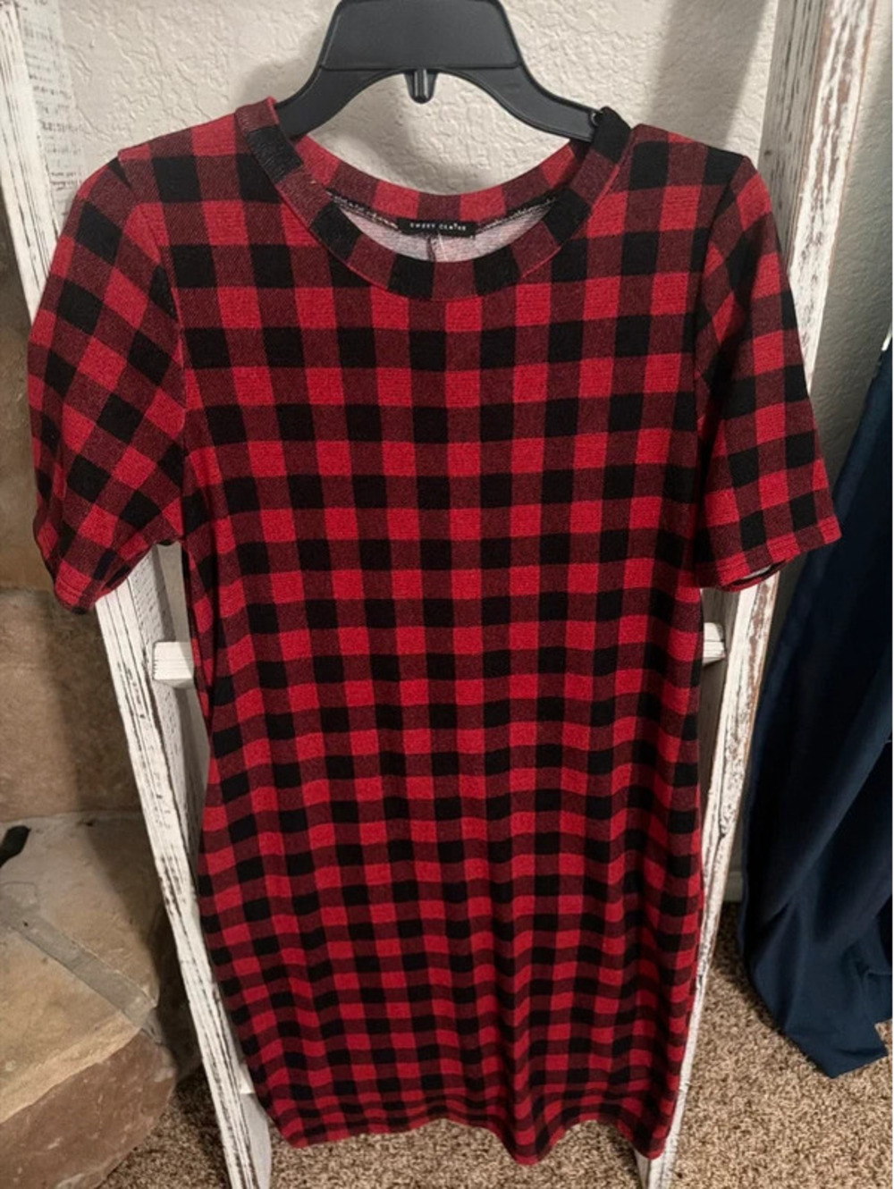 Womenβs Winter Christmas Black and Red gingham dress